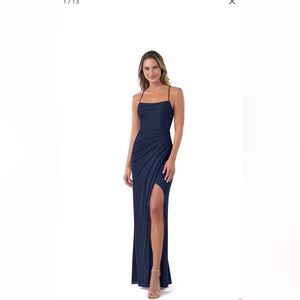 NWT— Azazie Kalea navy blue bridesmaid dress size 10